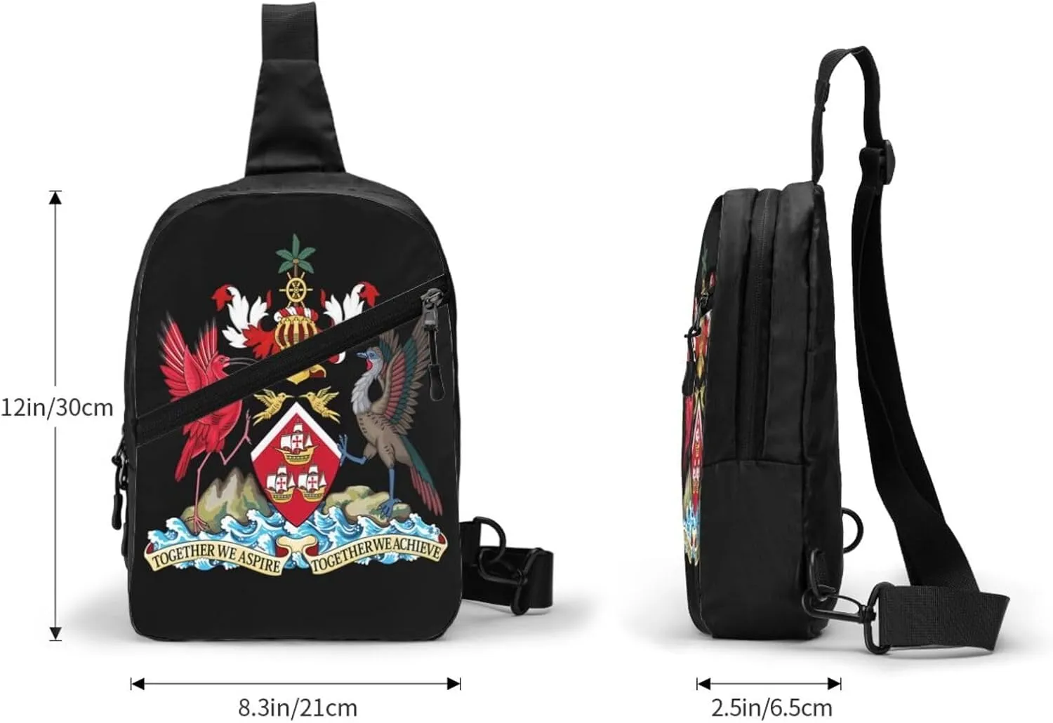 Trinidad and Tobago Coat of Arms Packable Crossbody Bag Portable Sling Bags Foldable Travel Daypack Reusable Sports Shoulder Backpack Diagonally Chest Bag for Workout