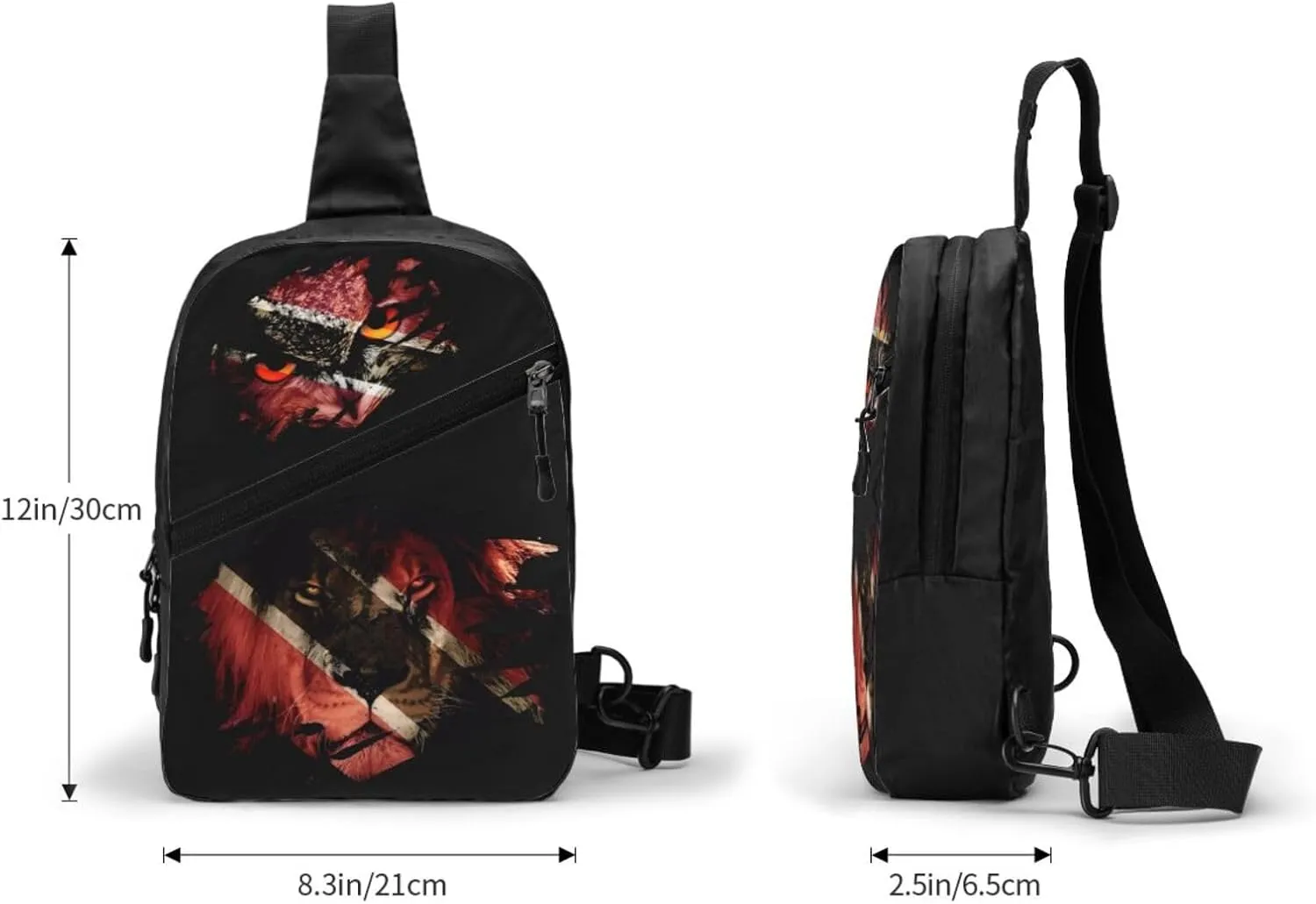Trinidad and Tobago Flag Menacing Owl Packable Crossbody Bag Portable Sling Bags Foldable Travel Daypack Reusable Sports Shoulder Backpack Diagonally Chest Bag for Workout