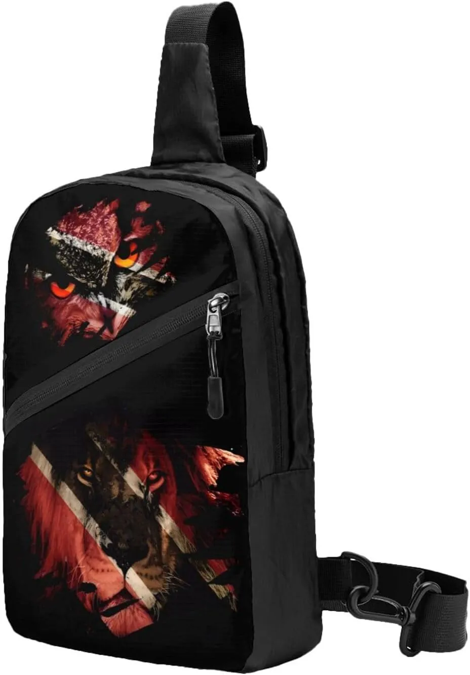 Trinidad and Tobago Flag Menacing Owl Packable Crossbody Bag Portable Sling Bags Foldable Travel Daypack Reusable Sports Shoulder Backpack Diagonally Chest Bag for Workout