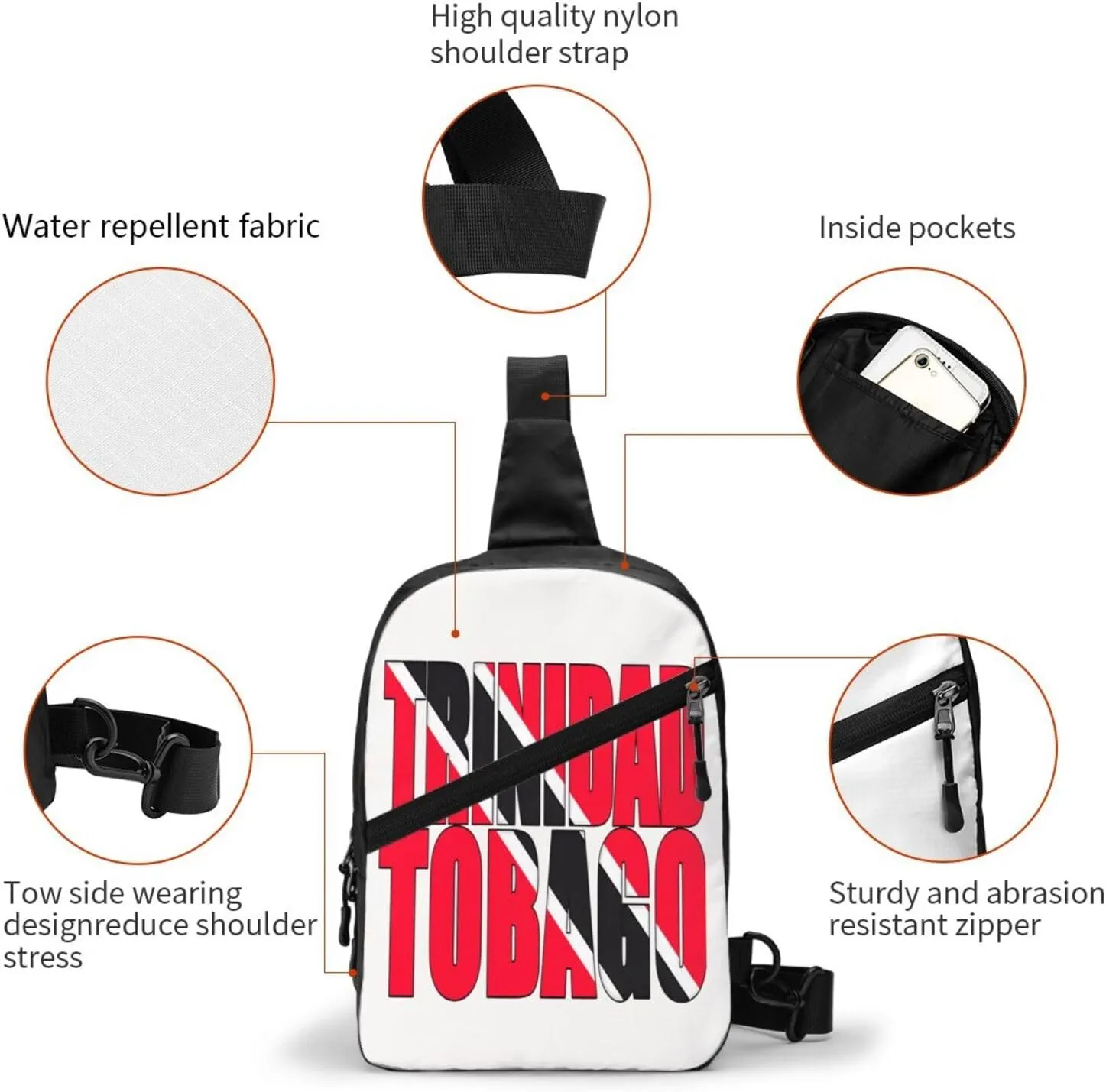 Trinidad and Tobago Flag Packable Crossbody Bag Portable Sling Bags Foldable Travel Daypack Reusable Sports Shoulder Backpack Diagonally Chest Bag for Workout