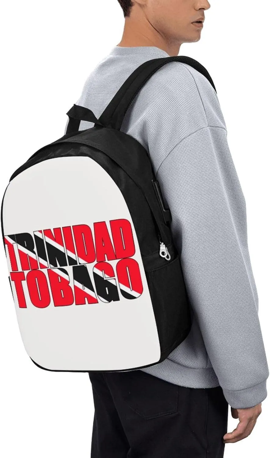 Trinidad and Tobago Flag Travel Backpack 17-Inch Laptop Backpacks Business Rucksack Casual Sport Daypack with USB Charging Port Carry-on Bag for Camping Biking