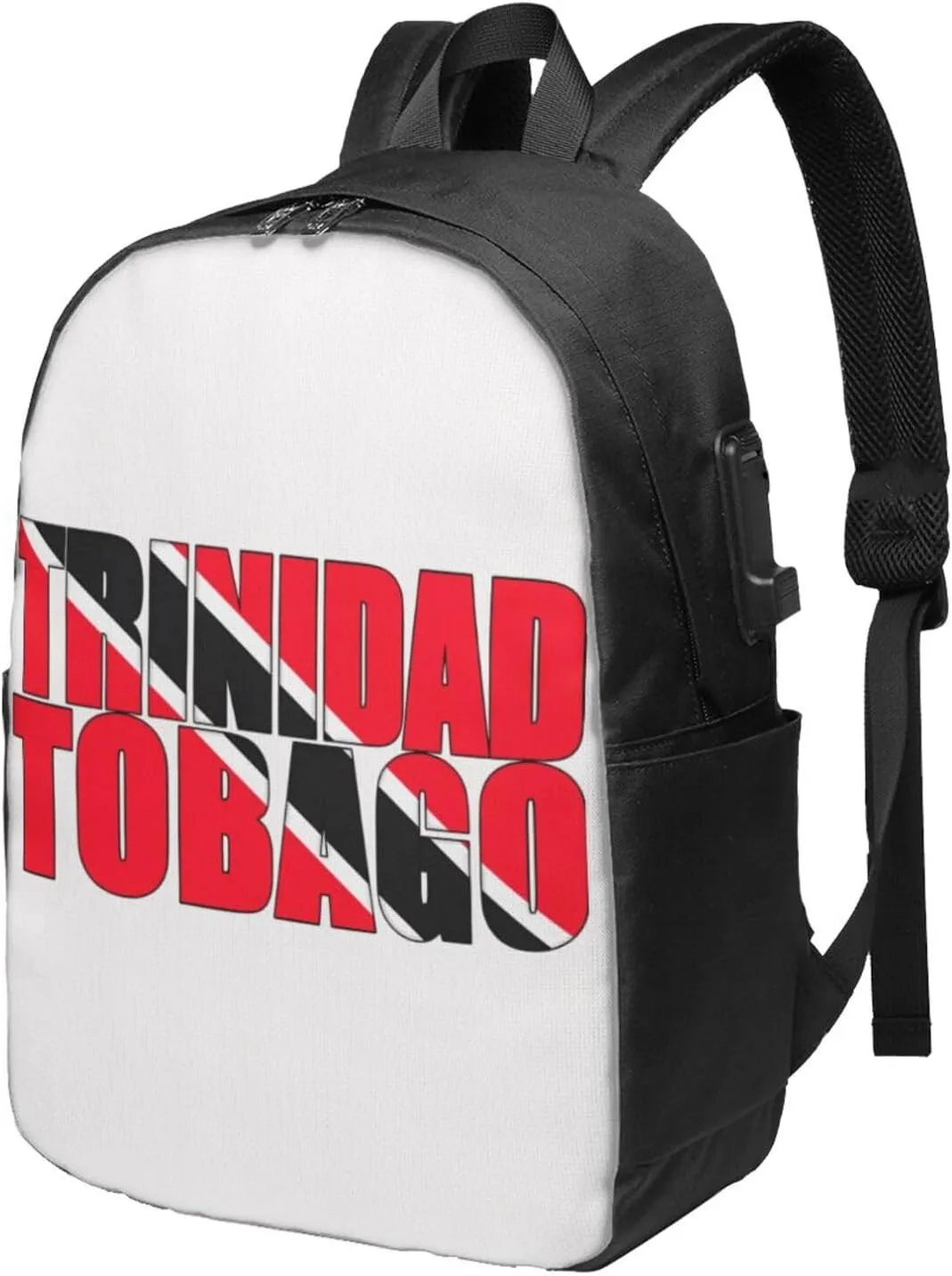 Trinidad and Tobago Flag Travel Backpack 17-Inch Laptop Backpacks Business Rucksack Casual Sport Daypack with USB Charging Port Carry-on Bag for Camping Biking