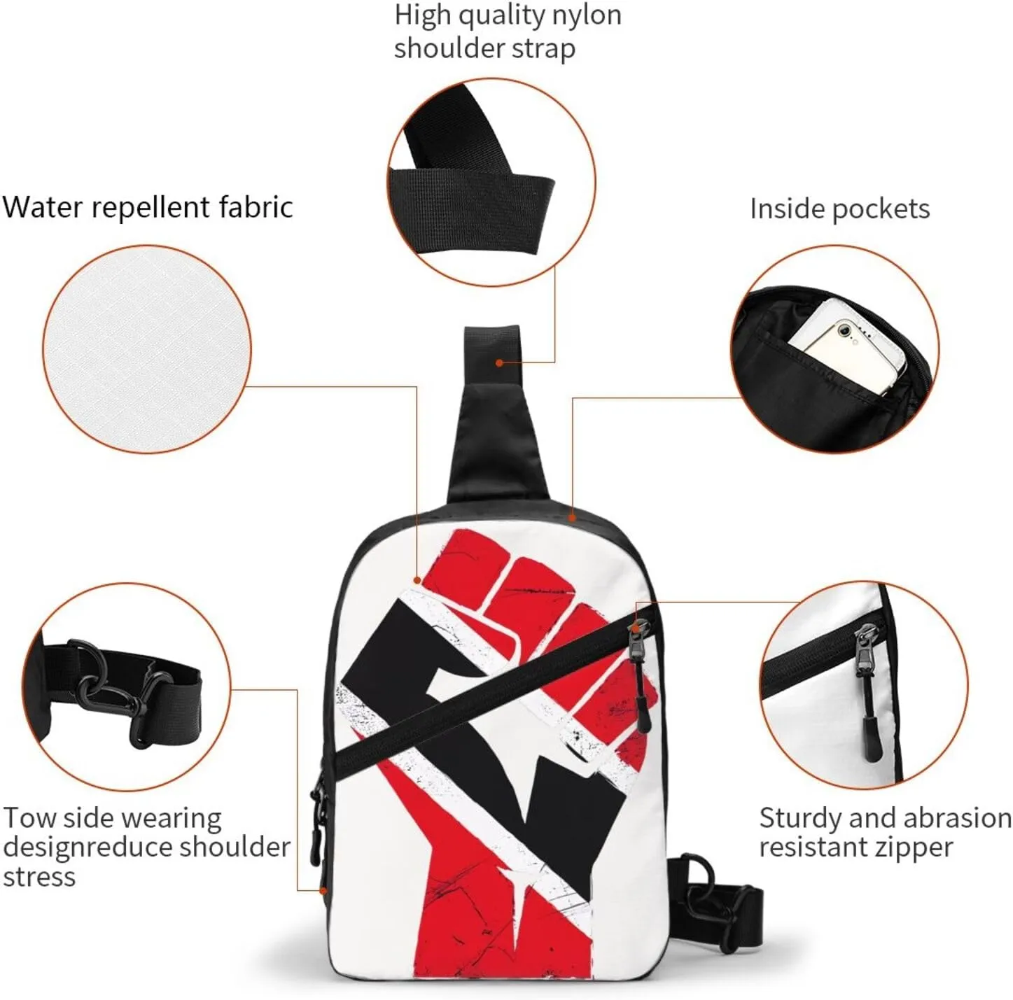 Trinidad Strong Tobago Flag Crossbody Bag Portable Sling Bags Foldable Chest Daypack Reusable Sports Shoulder Backpack Diagonally Casual Rucksack Travel Bag