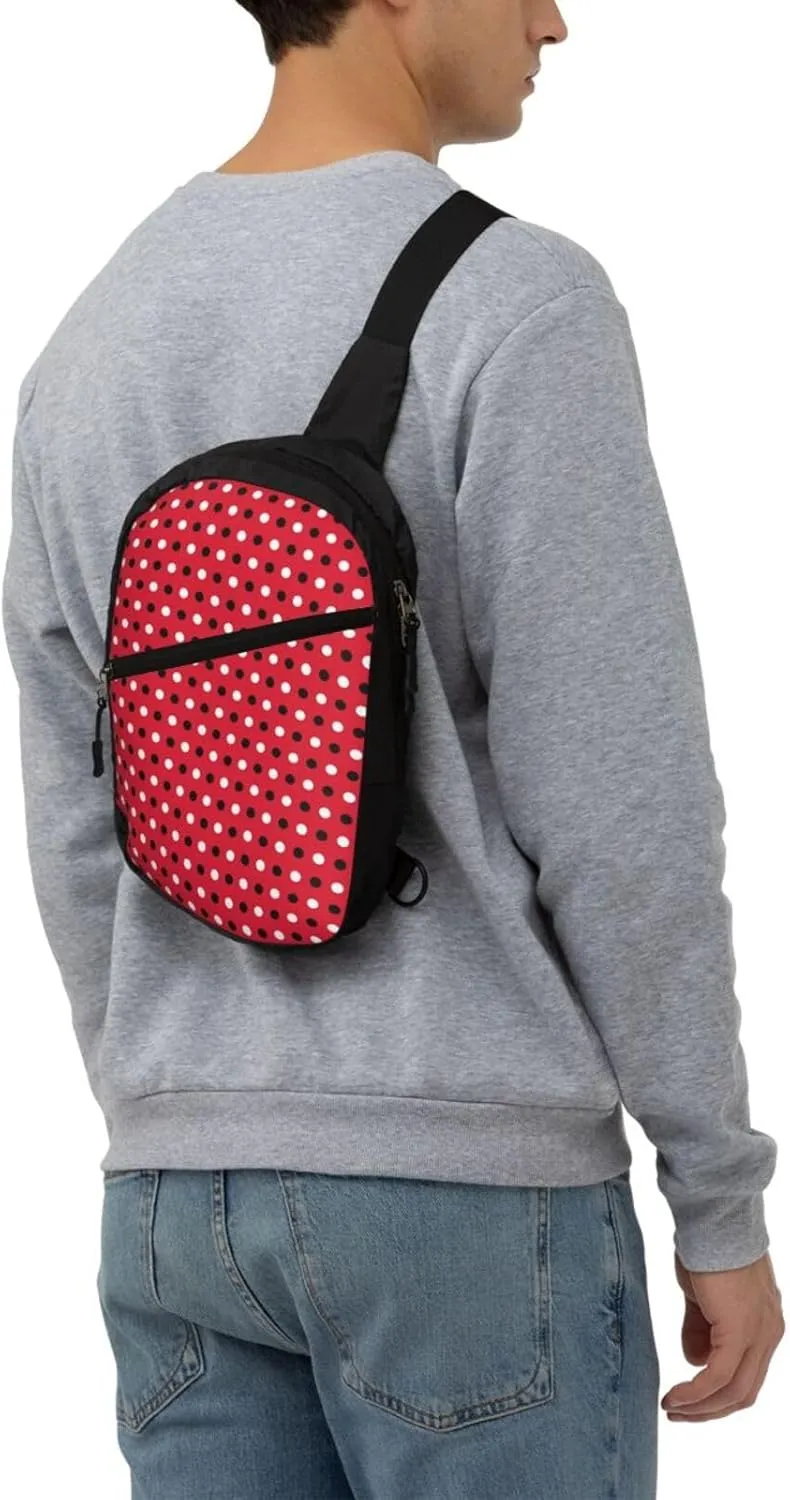Trinidad Tobago Polkas Red Dots Packable Crossbody Bag Portable Sling Bags Foldable Travel Daypack Reusable Sports Shoulder Backpack Diagonally Chest Bag for Workout
