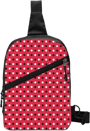 Trinidad Tobago Polkas Red Dots Packable Crossbody Bag Portable Sling Bags Foldable Travel Daypack Reusable Sports Shoulder Backpack Diagonally Chest Bag for Workout