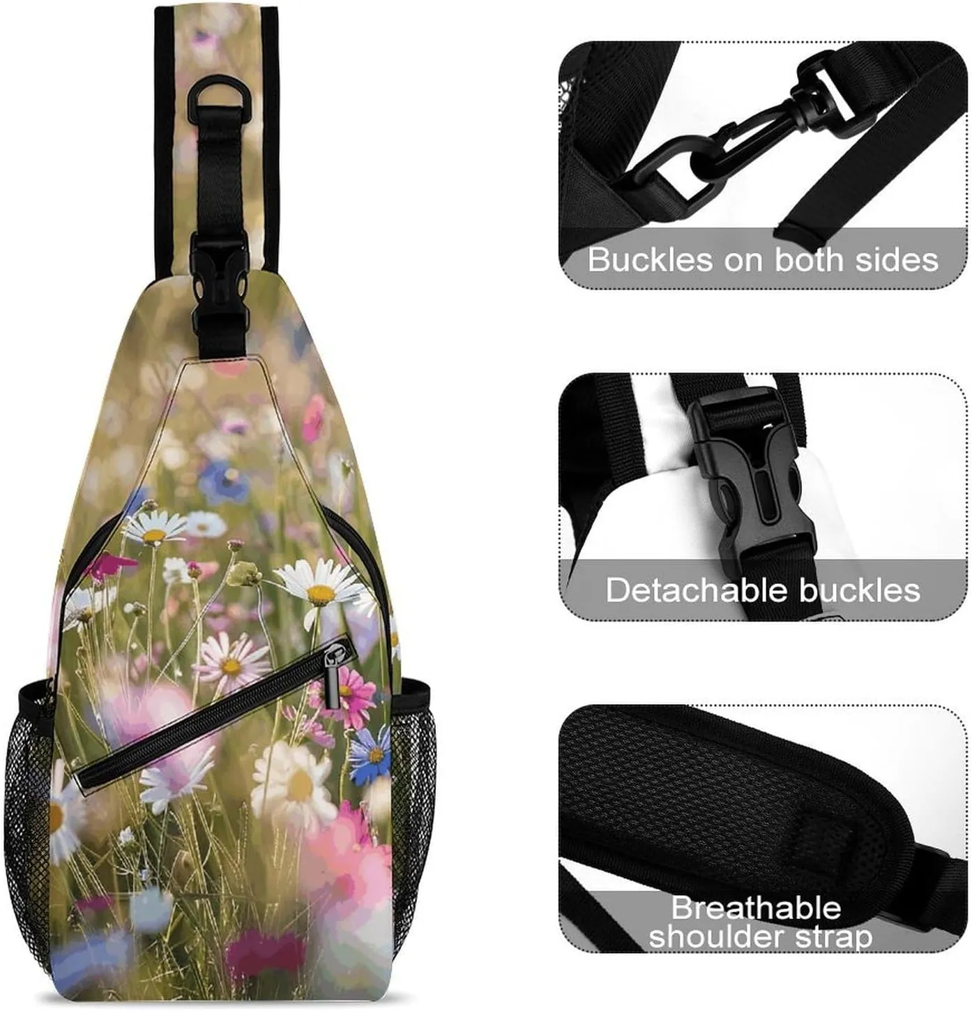 Truck Creative Pattern Sling Bag Lightweight Crossbody Chest Pack Travel Shoulder Bag with Adjustable Strap
