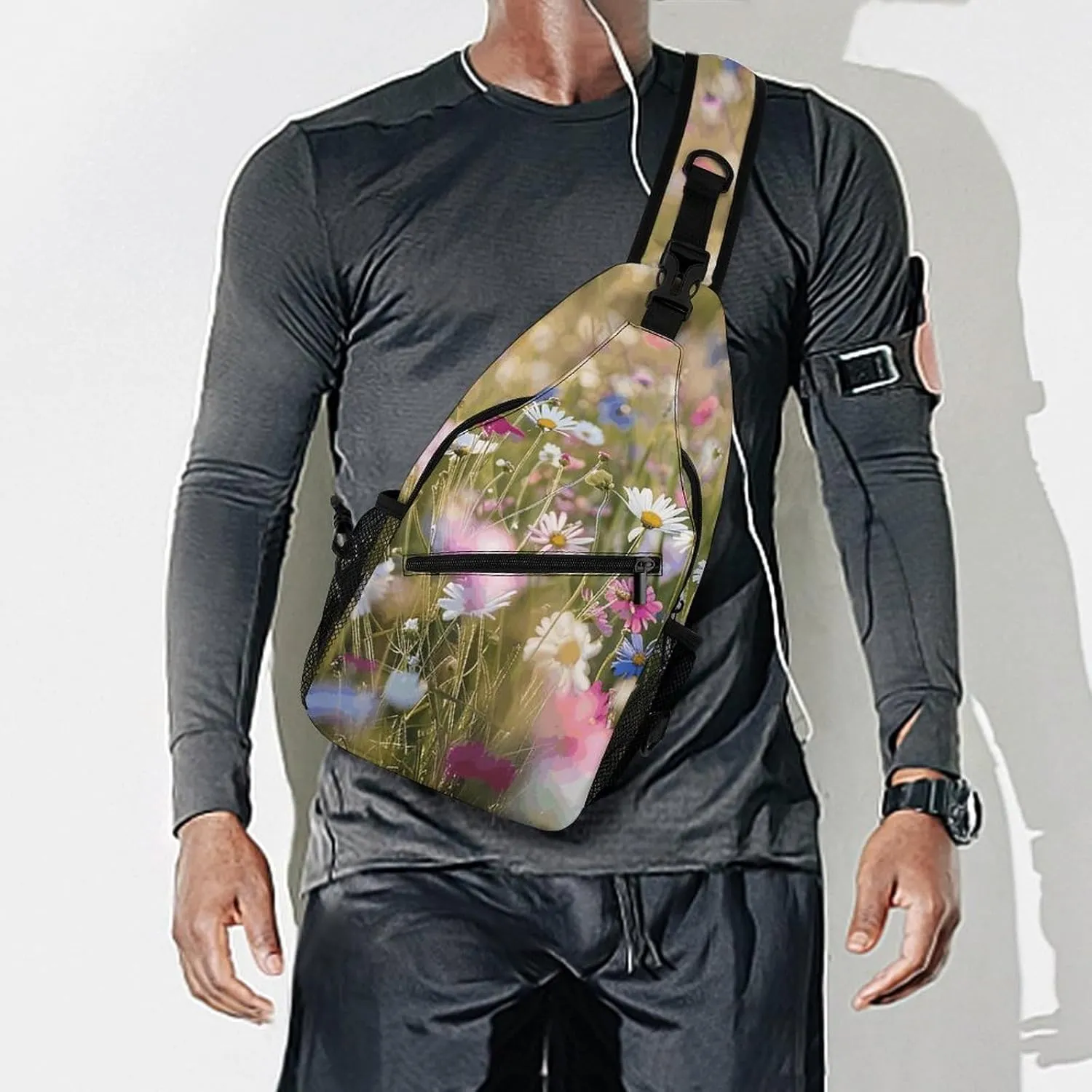 Truck Creative Pattern Sling Bag Lightweight Crossbody Chest Pack Travel Shoulder Bag with Adjustable Strap