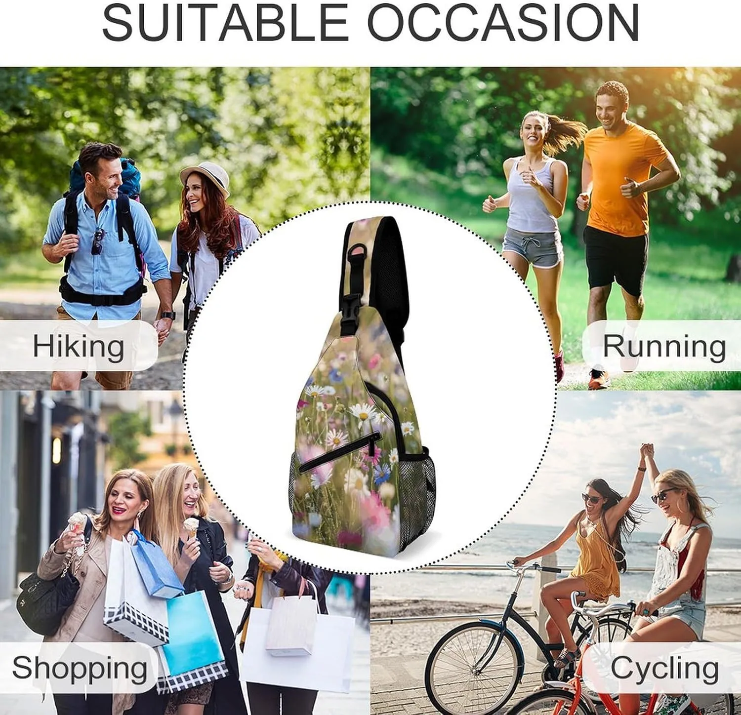 Truck Creative Pattern Sling Bag Lightweight Crossbody Chest Pack Travel Shoulder Bag with Adjustable Strap