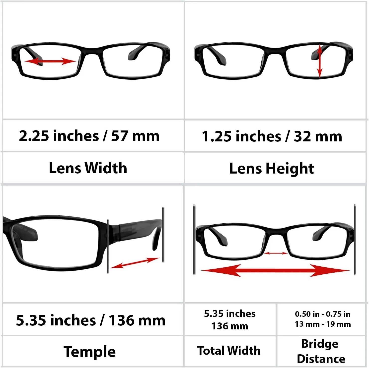 TruVision Readers OTC Reading Glasses, Comfort Spring Hinges for Men and Women, 9501-2 Pk
