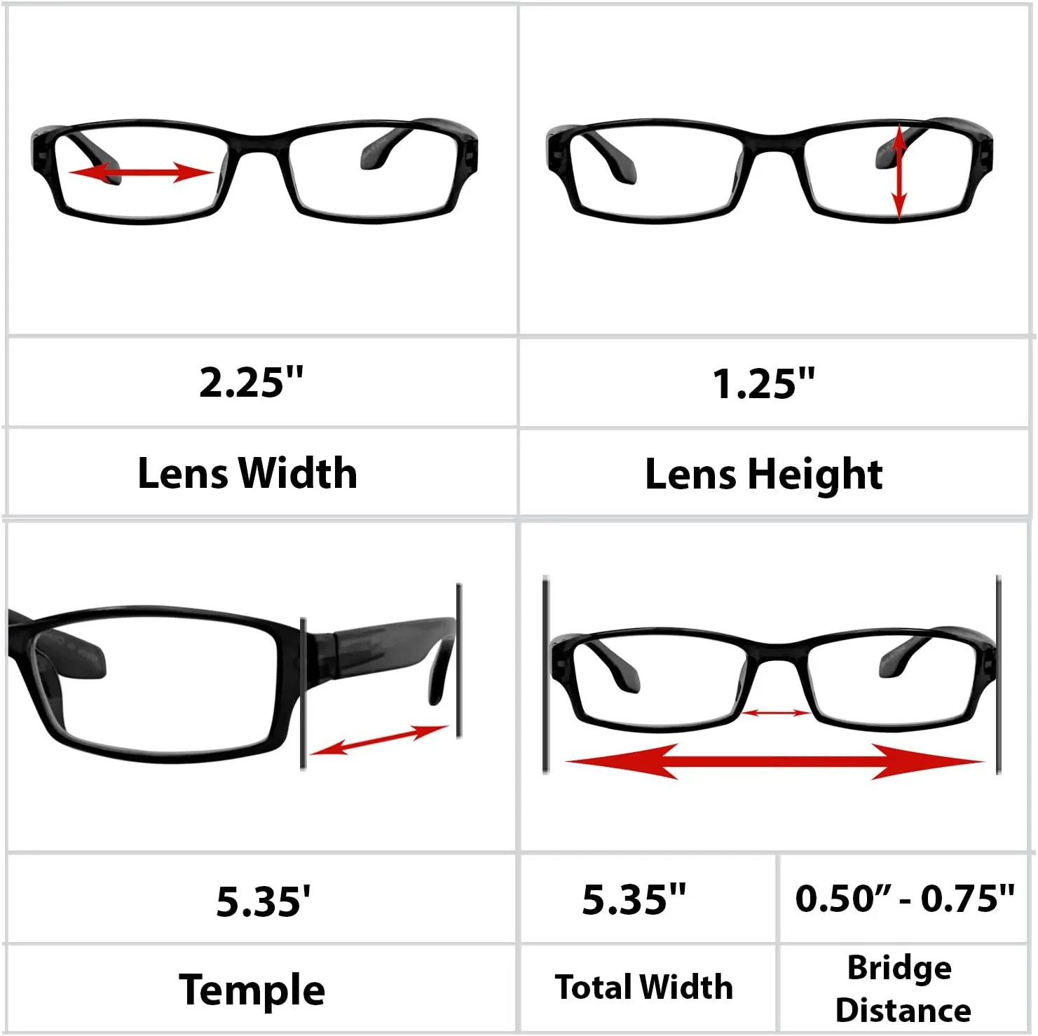 TruVision Readers Reading Glasses, Comfort Spring Hinges for Men and Women, 9501HP