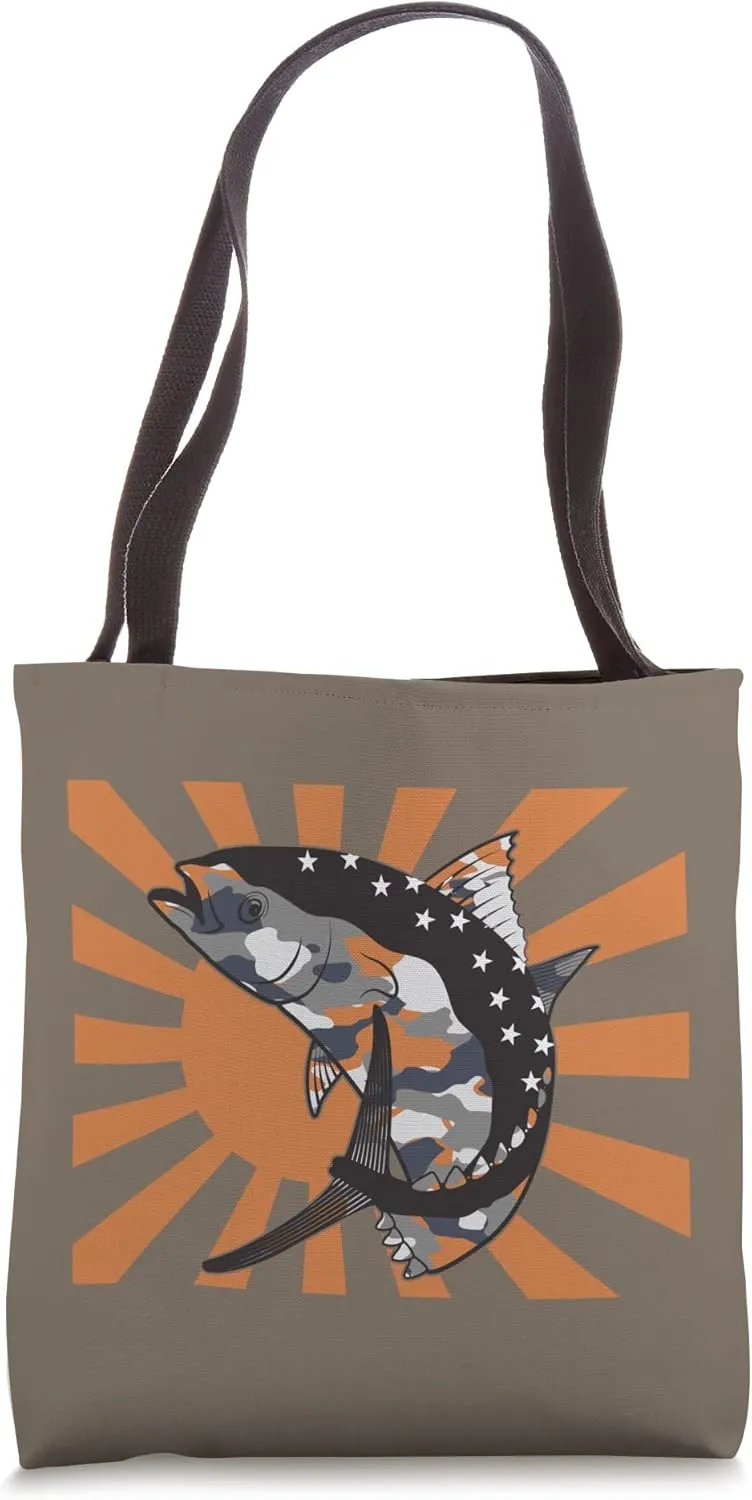 Tuna Camouflage Urban Grunge Giant Bluefin Tuna Fishing Tote Bag