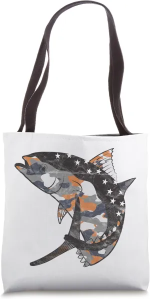 Tuna Camouflage Urban Grunge Giant Bluefin Tuna Fishing Tote Bag