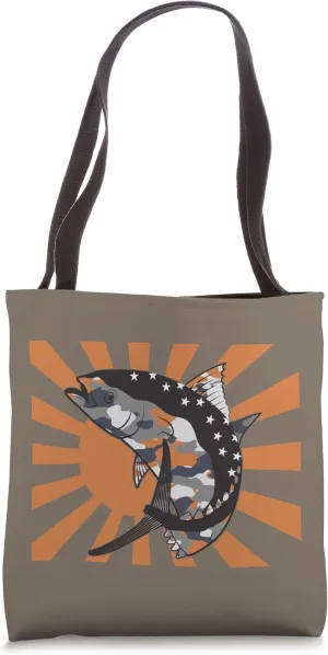 Tuna Camouflage Urban Grunge Giant Bluefin Tuna Fishing Tote Bag