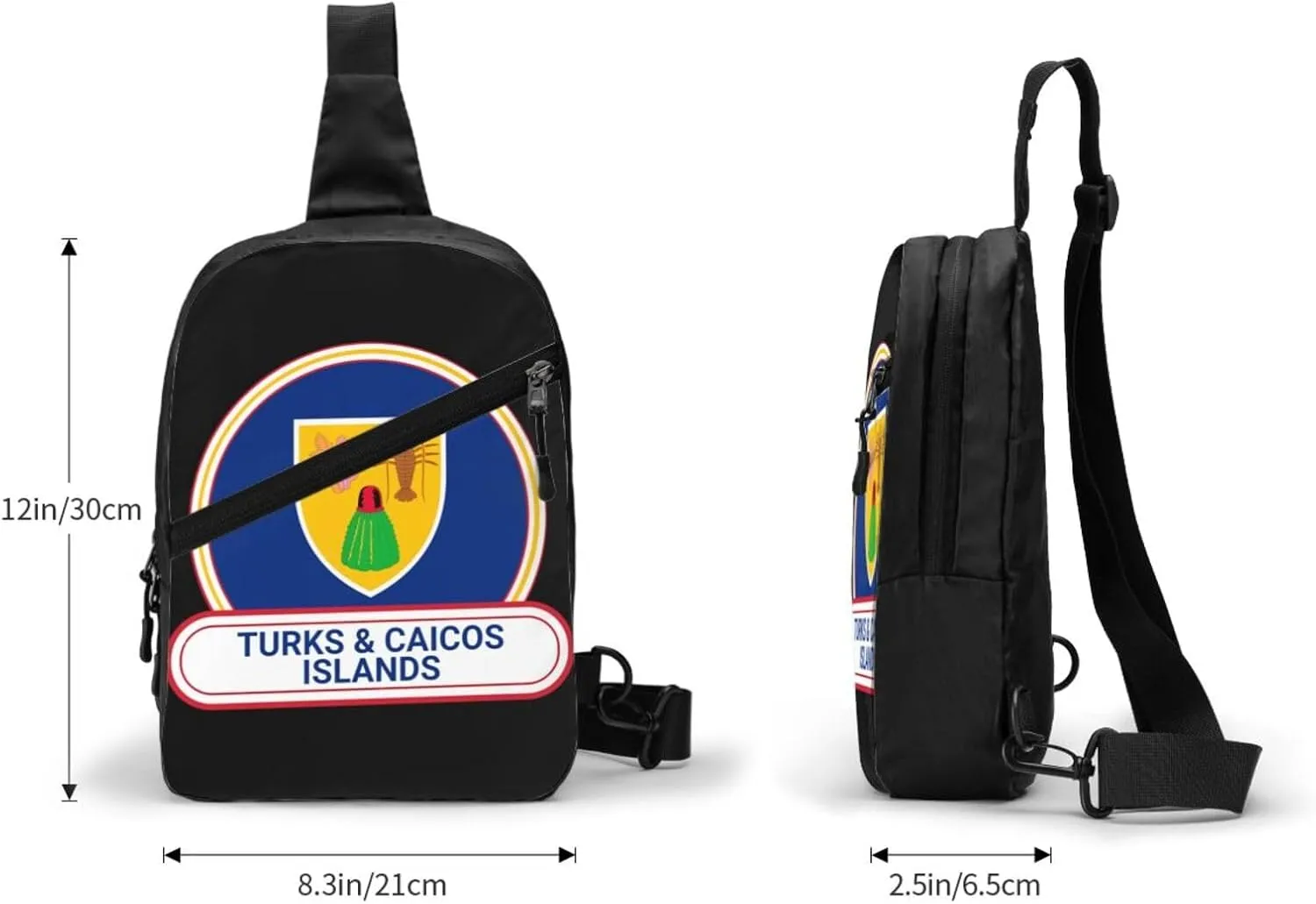 Turks Caicos Islands Flag Badge Crossbody Bag Portable Sling Bags Foldable Chest Daypack Reusable Sports Shoulder Backpack Diagonally Casual Rucksack Travel Bag