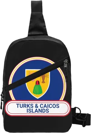 Turks Caicos Islands Flag Badge Crossbody Bag Portable Sling Bags Foldable Chest Daypack Reusable Sports Shoulder Backpack Diagonally Casual Rucksack Travel Bag