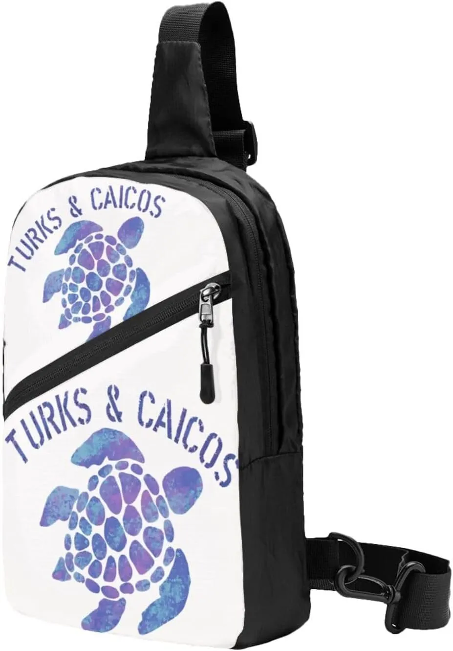 Turks Caicos Islands Flag Turtle Crossbody Bag Portable Sling Bags Foldable Chest Daypack Reusable Sports Shoulder Backpack Diagonally Casual Rucksack Travel Tote Bag for Workout