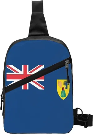 Turks Caicos Islands Flags Crossbody Bag Portable Sling Bags Foldable Chest Daypack Reusable Sports Shoulder Backpack Diagonally Casual Rucksack Travel Bag