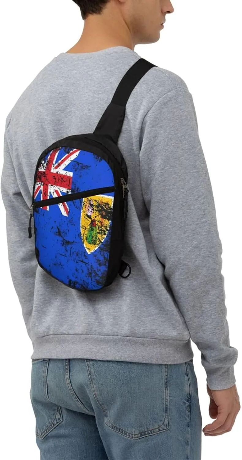 Turks Caicos Islands Flags Crossbody Bag Portable Sling Bags Foldable Chest Daypack Reusable Sports Shoulder Backpack Diagonally Casual Rucksack Travel Bag