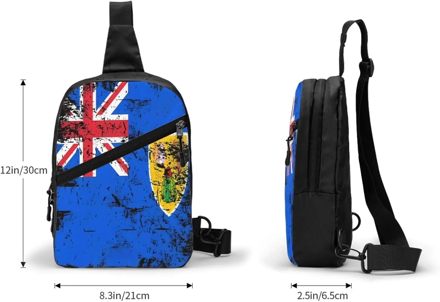 Turks Caicos Islands Flags Crossbody Bag Portable Sling Bags Foldable Chest Daypack Reusable Sports Shoulder Backpack Diagonally Casual Rucksack Travel Bag