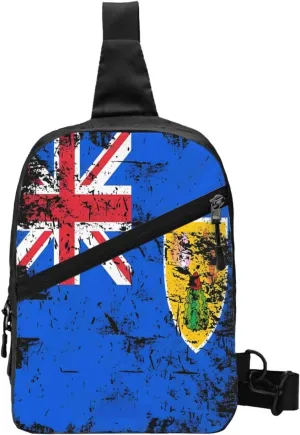 Turks Caicos Islands Flags Crossbody Bag Portable Sling Bags Foldable Chest Daypack Reusable Sports Shoulder Backpack Diagonally Casual Rucksack Travel Bag