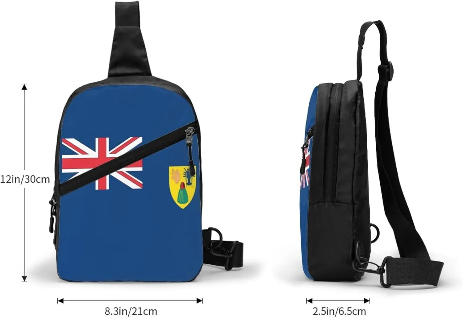 Turks Caicos Islands Flags Crossbody Bag Portable Sling Bags Foldable Chest Daypack Reusable Sports Shoulder Backpack Diagonally Casual Rucksack Travel Bag