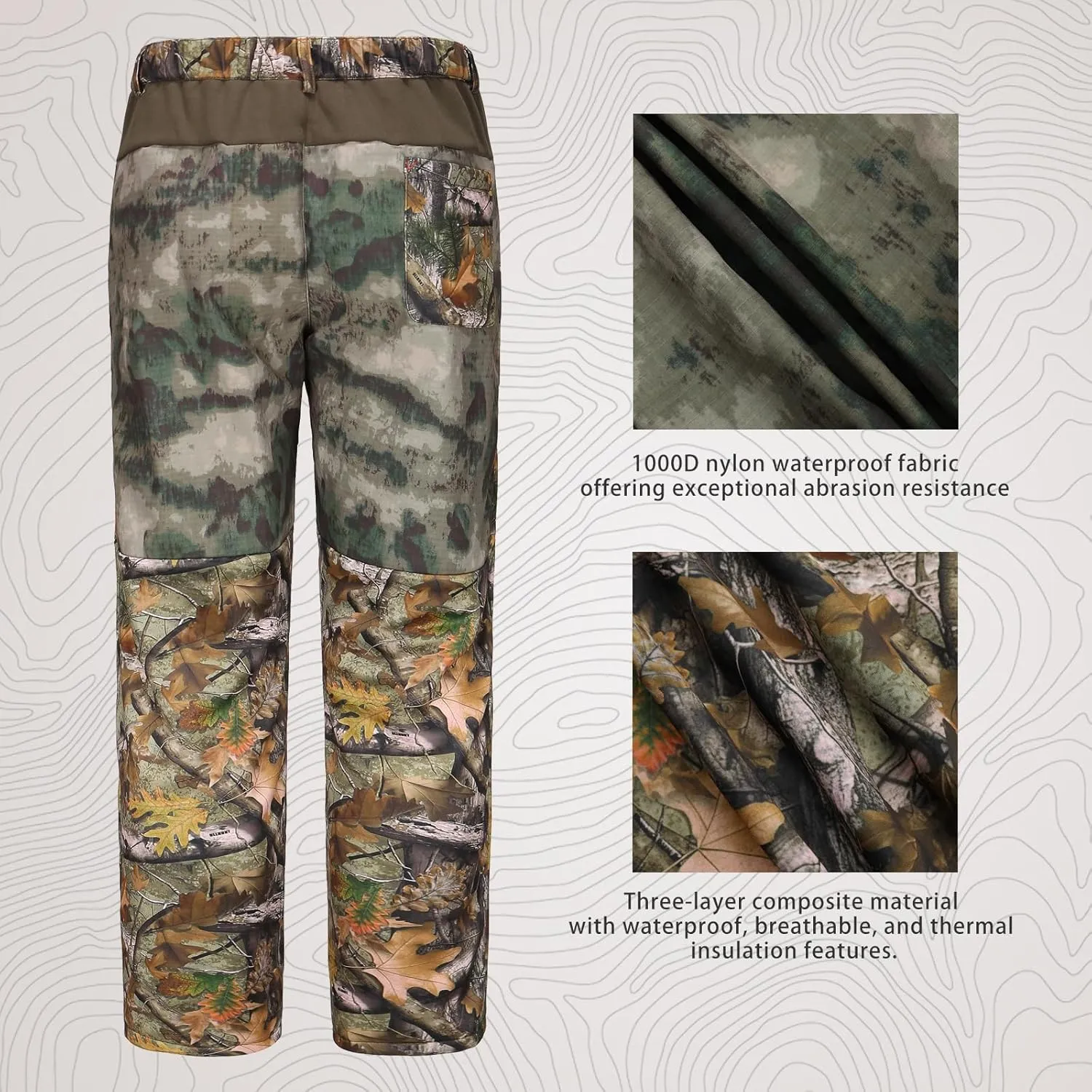UIIHUNT Hunting Clothes for Men with Fleece Lining, Safety Strap Compatible Water Resistant Silent Hunting Jacket and Pants