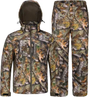 UIIHUNT Hunting Clothes for Men with Fleece Lining, Safety Strap Compatible Water Resistant Silent Hunting Jacket and Pants