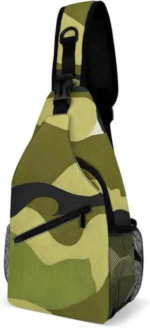 Ultra Lightweight Sling Backpack Chest Day Bag Multipurpose Anti-Theft Rucksack for Cycling Hiking Camping Travel Outdoor, Army Camouflage 3D Print Camera Case Messenger Bag