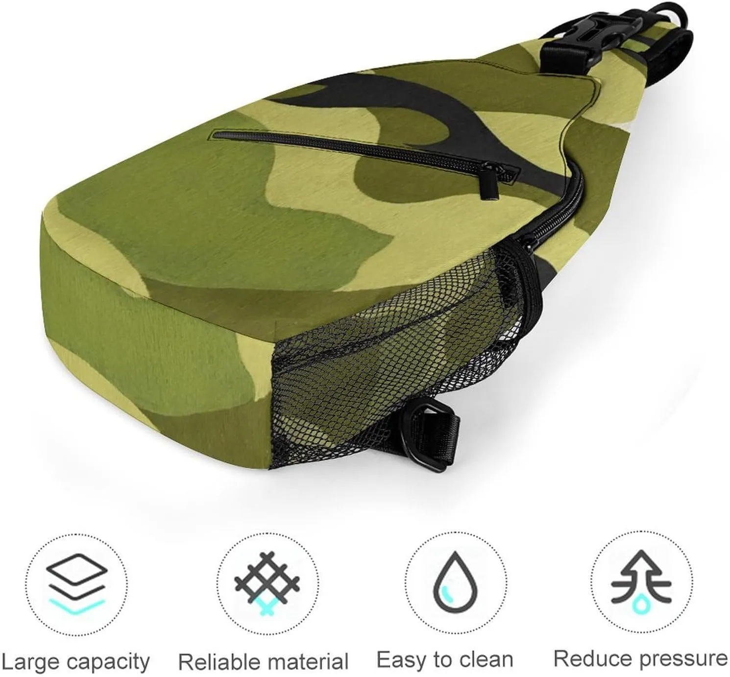 Ultra Lightweight Sling Backpack Chest Day Bag Multipurpose Anti-Theft Rucksack for Cycling Hiking Camping Travel Outdoor, Army Camouflage 3D Print Camera Case Messenger Bag