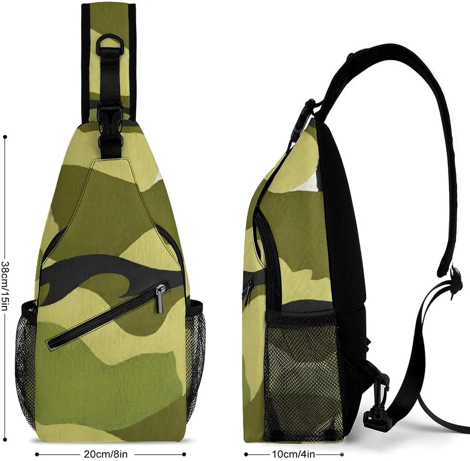 Ultra Lightweight Sling Backpack Chest Day Bag Multipurpose Anti-Theft Rucksack for Cycling Hiking Camping Travel Outdoor, Army Camouflage 3D Print Camera Case Messenger Bag