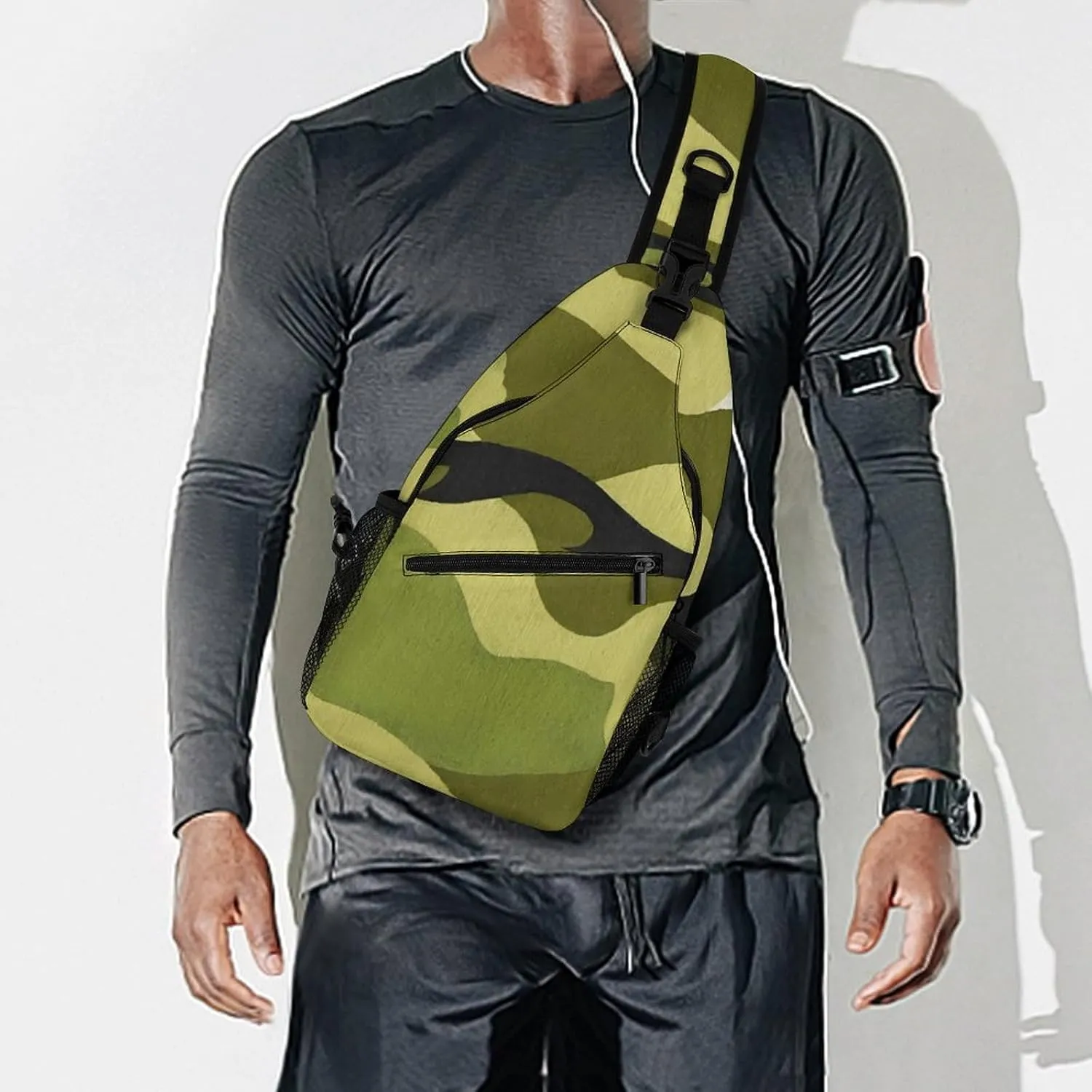 Ultra Lightweight Sling Backpack Chest Day Bag Multipurpose Anti-Theft Rucksack for Cycling Hiking Camping Travel Outdoor, Army Camouflage 3D Print Camera Case Messenger Bag