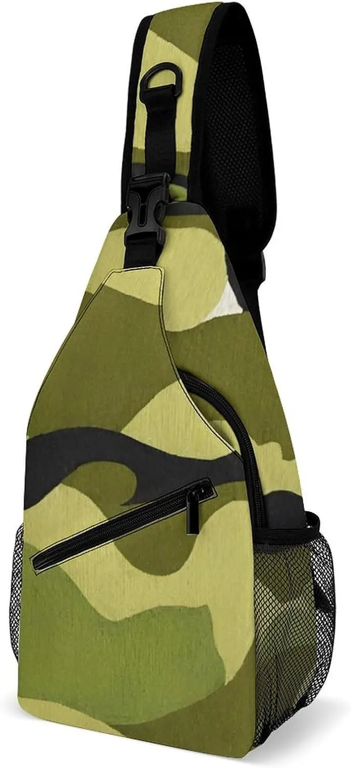 Ultra Lightweight Sling Backpack Chest Day Bag Multipurpose Anti-Theft Rucksack for Cycling Hiking Camping Travel Outdoor, Army Camouflage 3D Print Camera Case Messenger Bag