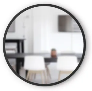 Umbra Hub Round Wall Mirror with Rubber Frame, Modern Style for Bathroom, Entryway, Living Room and More, 24-Inch, Black
