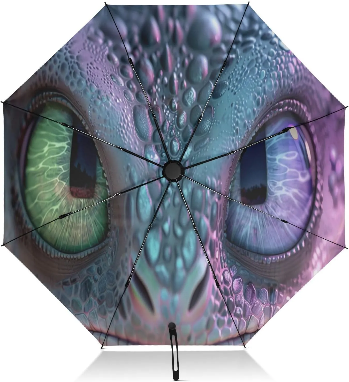 Umbrellas for Rain, Windproof Collapsible Umbrella Compact Travel, Ideal for Car, Purse, Men and Women, Cute Dragon's Eyes