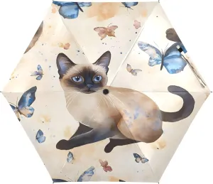 Umbrellas for Sun, Windproof Compact Umbrella for Purse, Ideal for Car, Purse, Men and Women, Cute Cat Butterfly