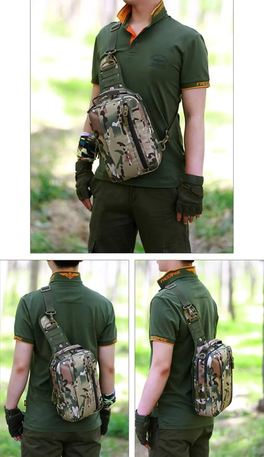 UNISTRENGH Tactical Military Sling Bag Chest Pack Molle Daypack Backpack Casual Shoulder Bag Crossbody Duty Gear (CP Camouflage)
