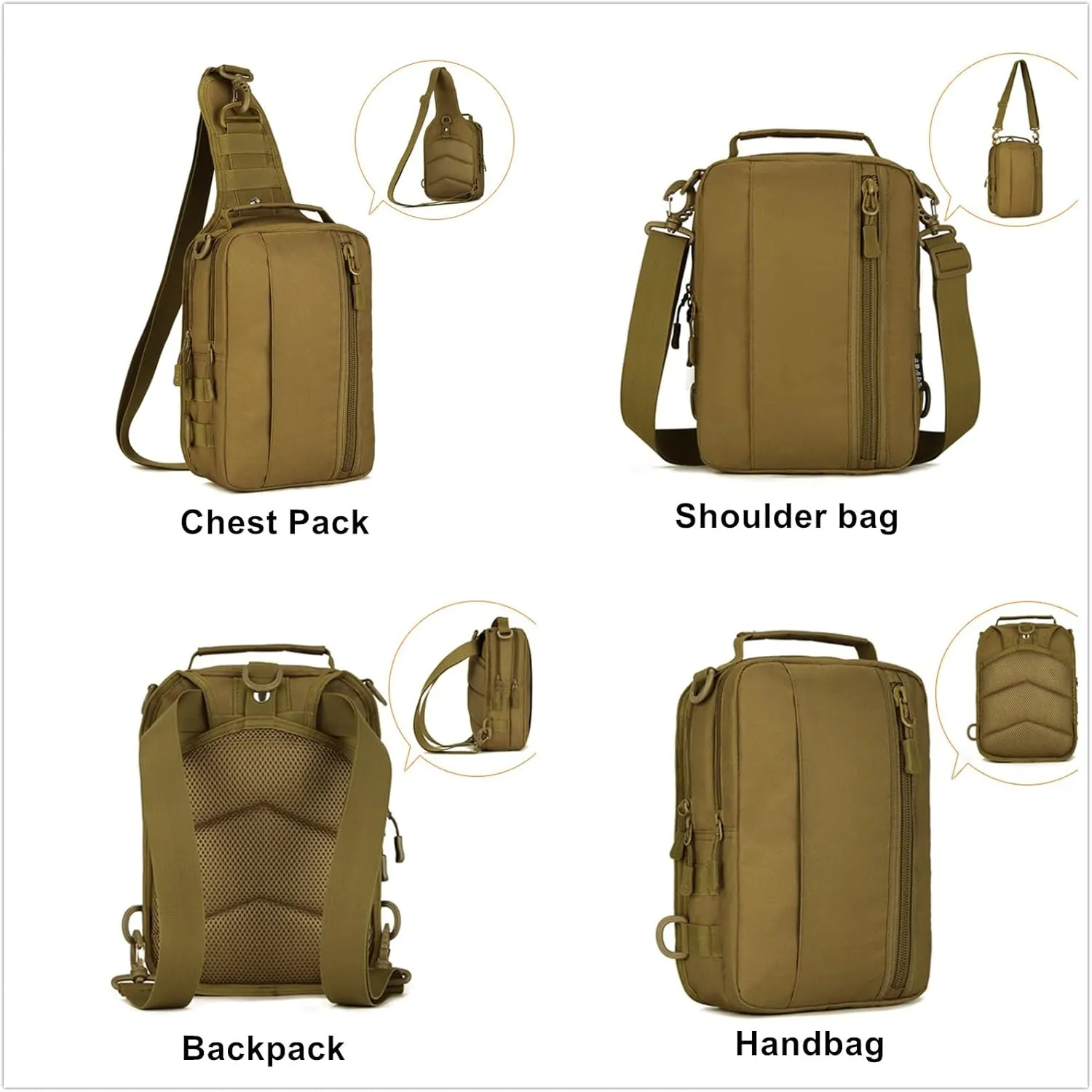 UNISTRENGH Tactical Military Sling Bag Chest Pack Molle Daypack Backpack Casual Shoulder Bag Crossbody Duty Gear (CP Camouflage)