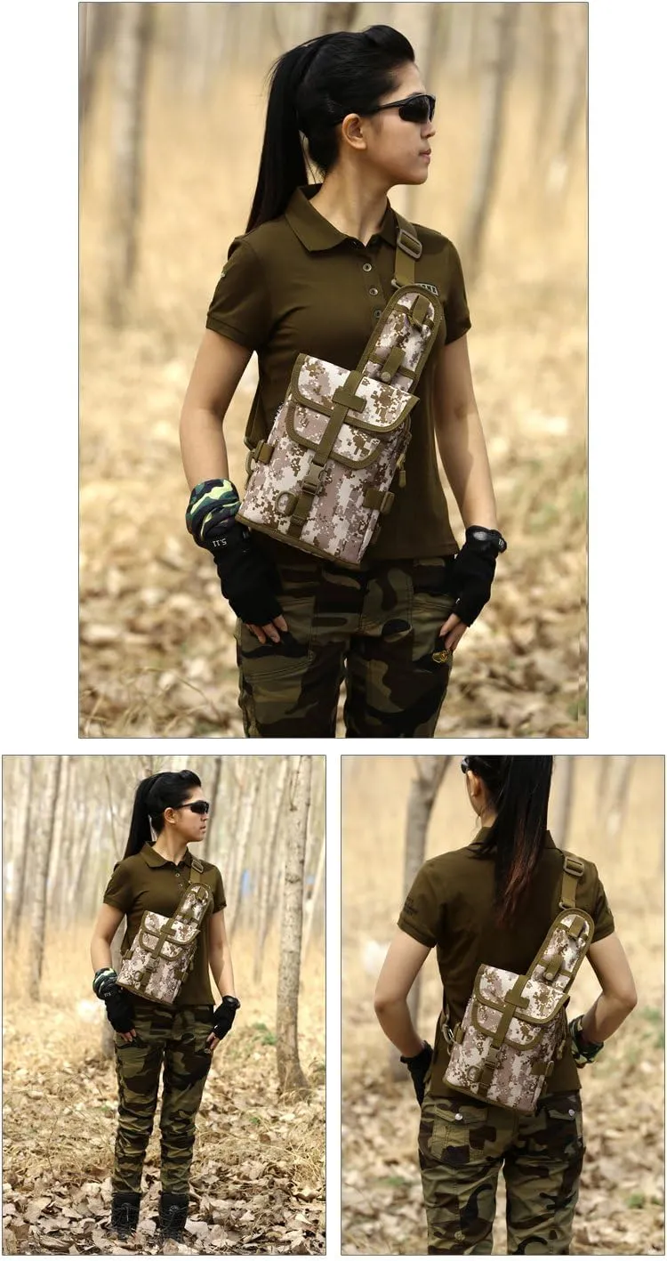 UNISTRENGH Tactical Sling Bag Military Daypack Casual Shoulder Bag Crossbody Duty Gear Molle Chest Pack for Hunting Fishing (Desert-camouflage)