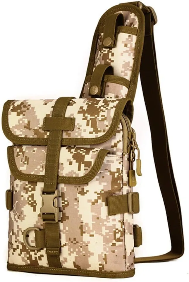 UNISTRENGH Tactical Sling Bag Military Daypack Casual Shoulder Bag Crossbody Duty Gear Molle Chest Pack for Hunting Fishing (Desert-camouflage)