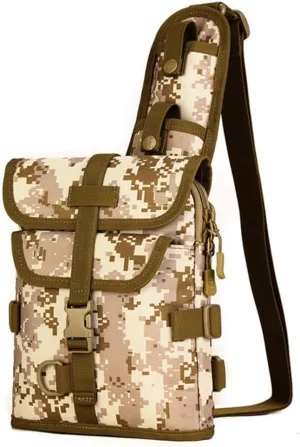 UNISTRENGH Tactical Sling Bag Military Daypack Casual Shoulder Bag Crossbody Duty Gear Molle Chest Pack for Hunting Fishing (Desert-camouflage)
