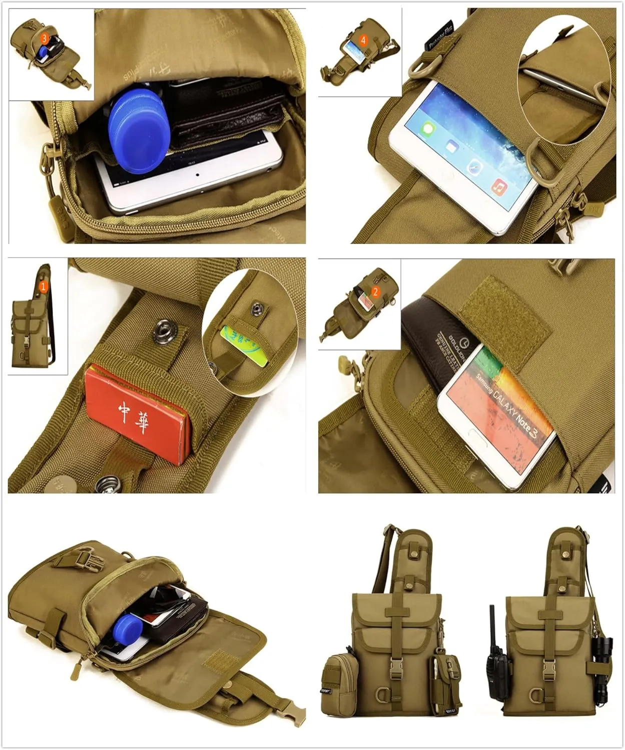 UNISTRENGH Tactical Sling Bag Military Daypack Casual Shoulder Bag Crossbody Duty Gear Molle Chest Pack for Hunting Fishing (Jungle-camouflage)