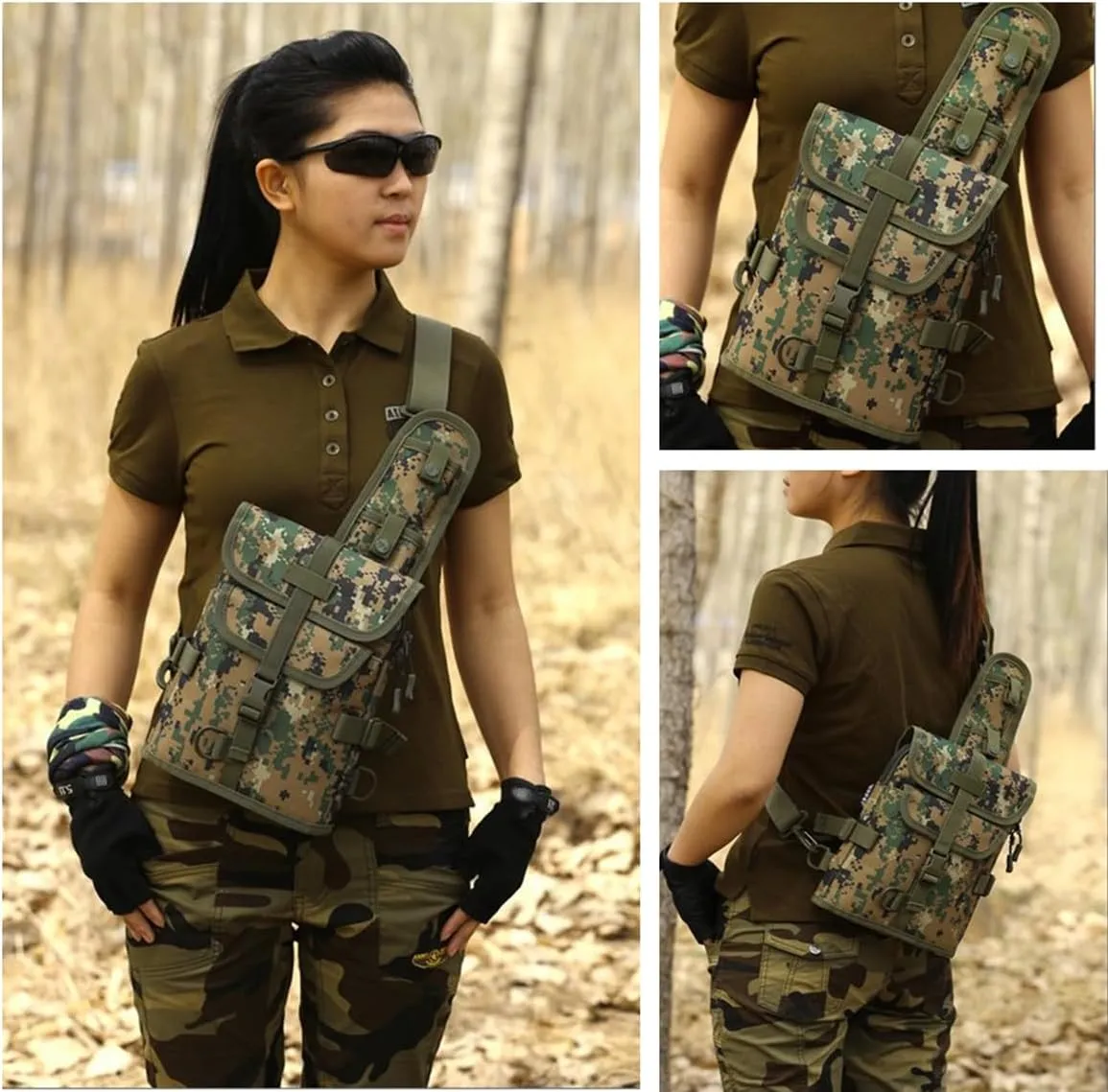 UNISTRENGH Tactical Sling Bag Military Daypack Casual Shoulder Bag Crossbody Duty Gear Molle Chest Pack for Hunting Fishing (Jungle-camouflage)