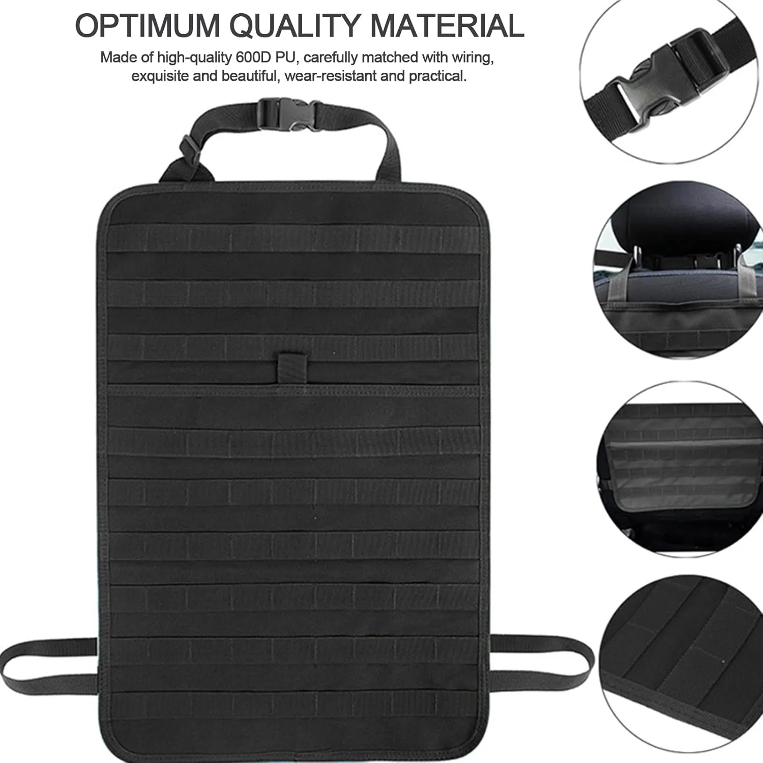 Universal Tactical Seat ​Back Organizer Vehicle Molle Panel Organizer Storage Bag with 5 Detachable Molle Pouch for All Vehicel Such as Jeep,Truck,SUV, Car, Ford,Chevy etc