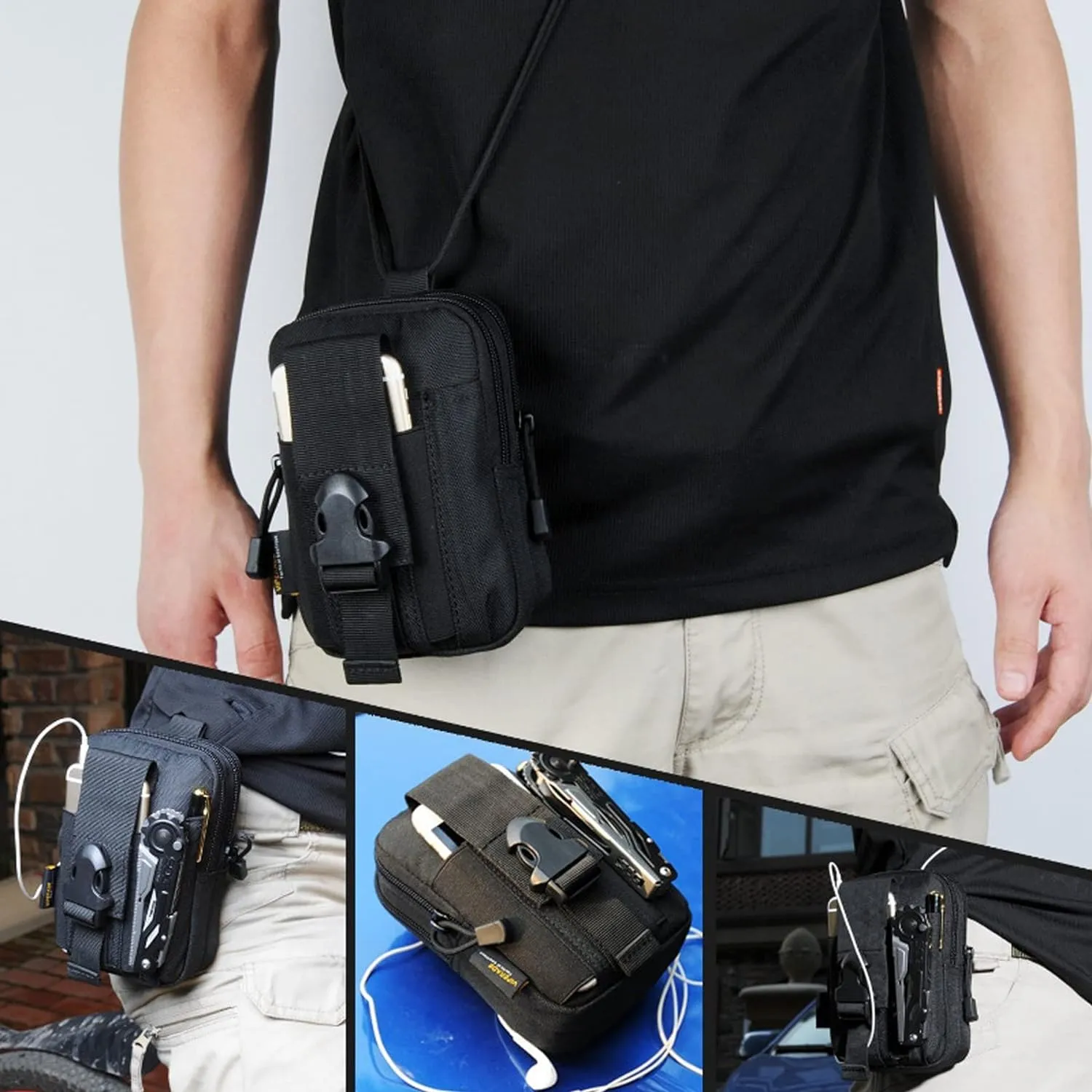 Universal Tactical Seat ​Back Organizer Vehicle Molle Panel Organizer Storage Bag with 5 Detachable Molle Pouch for All Vehicel Such as Jeep,Truck,SUV, Car, Ford,Chevy etc