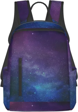 Universe with Stars Galaxy Interstellar Lightweight Backpack DAY BACKPACK with Front Zipper Pockets & Side Patch Bags. Unisex BACKPACKS