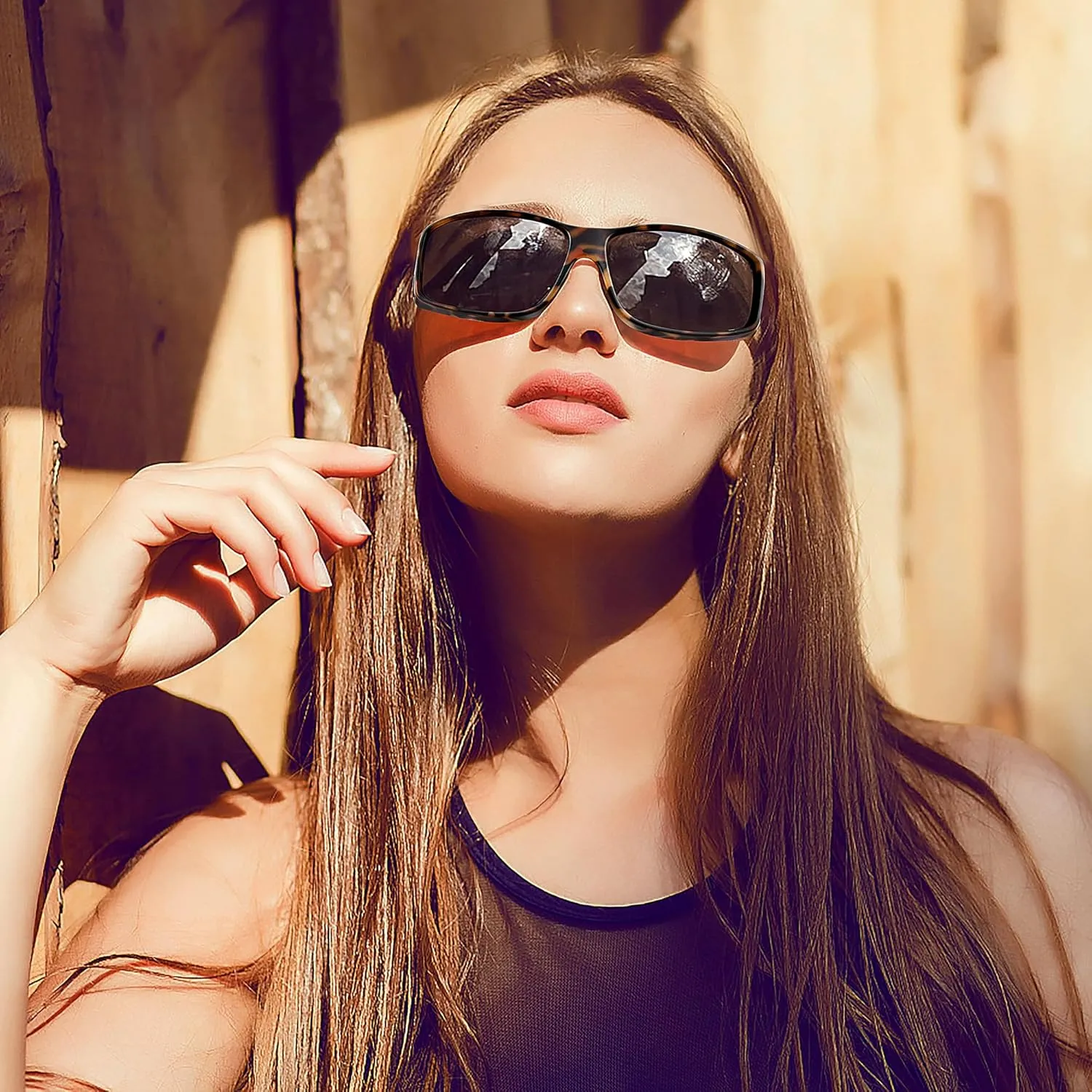 URUMQI Polarized Sunglasses Fit Over Glasses for Men Women, Wrap-around Driving Sunglasses 100% UV Protection