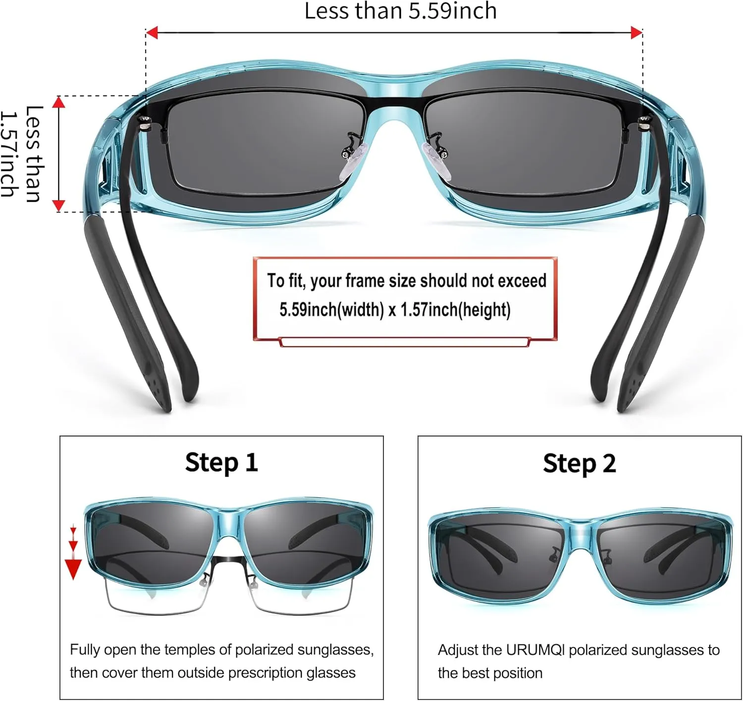 URUMQI Polarized Sunglasses Fit Over Glasses for Men Women, Wrap-around Driving Sunglasses 100% UV Protection