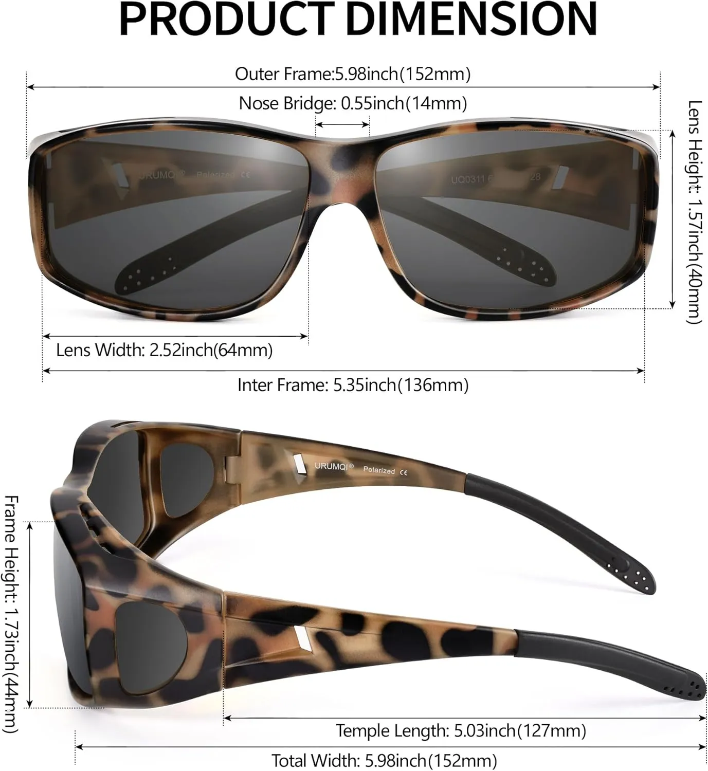 URUMQI Polarized Sunglasses Fit Over Glasses for Men Women, Wrap-around Driving Sunglasses 100% UV Protection
