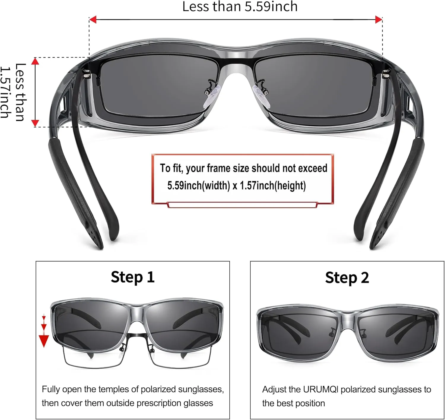 URUMQI Polarized Sunglasses Fit Over Glasses for Men Women, Wrap-around Driving Sunglasses 100% UV Protection