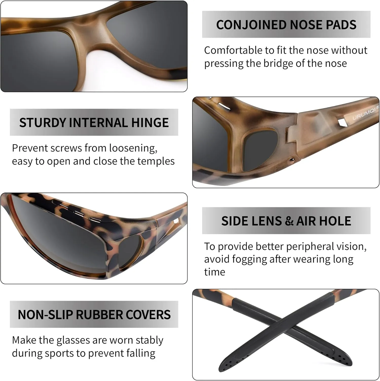 URUMQI Polarized Sunglasses Fit Over Glasses for Men Women, Wrap-around Driving Sunglasses 100% UV Protection